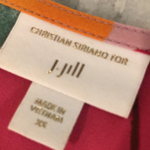 J Jill Christian Siriano Top Womens XS Pink Floral Boho Shirt Blouse Artsy - Picture 5 of 9